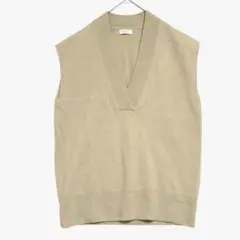 ビューティーアンドユース　Vネック ノースリーブニット　ベスト　ベージュ