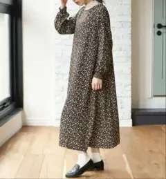 earth music&ecology 花柄ワンピース　ブラウン