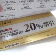 VTホールディングス　株主優待　キーパーLABOサービス利用割引券 20%割引他