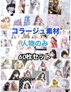コラージュ 人物 ステッカー 紙もの おすそ分け 60枚セット