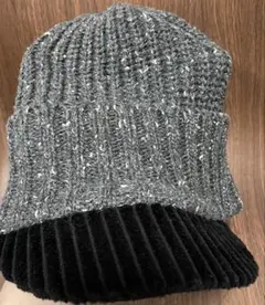 未使用新品★ニットキャスケット グレー ブラック ミックスカラー 男女兼用