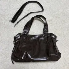 【新品未使用】レザートートバッグ ショルダーバッグ ブラウン