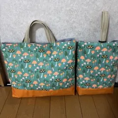 きのこ柄　２点組　レッスンバッグと上履き袋　入学　入園　女の子
