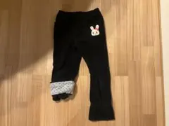ウサギ刺繍付きコーデュロイパンツ 黒