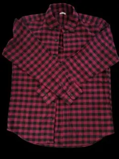 【美品】赤と黒のチェック柄ネルシャツ GU 替えボタン付き