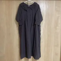 サマンサモスモス　レース衿ワンピース　チャコール