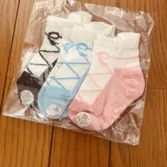 ベビー靴下 3足セット バレエシューズ柄　新品12-14cm