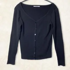 ✨LABORATORY WORK✨ リブカーディガン Vネック 黒 M 長袖のサムネイル