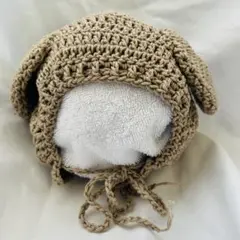 新生児サイズ★犬耳わんわんボンネット ブラウン コットン100% ハンドメイド