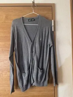グレー Vネックカーディガン 前面ポケット付き