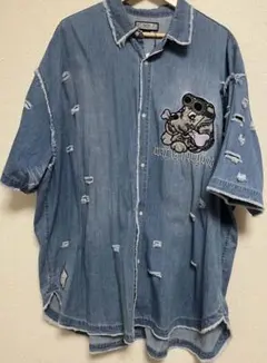 GALFY デニムシャツ ダメージ加工 大型犬 刺繍のサムネイル