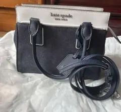 超美品】ケイトスペード katespade ☆リボン デニム ハンドバッグ 紺 