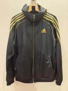 adidas フルジップジャケット L 黒/金
