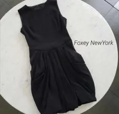 極美品　フォクシーニューヨーク　ワンピース　黒　裾　バルーン　スカート