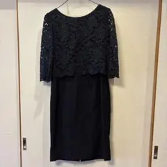 ships little black ネイビー レースドレス 七部丈