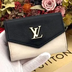 ルイヴィトン ポルトフォイユ ロックミニ コンパクト 三つ折り 財布 黒 ピンク
