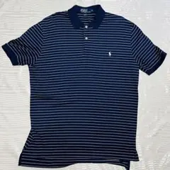 Ralph Lauren ネイビー ストライプ ポロシャツ スーピマコットン