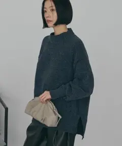 AMERICAN HOLICベロアモールニットプルオーバーM　チャコールグレー