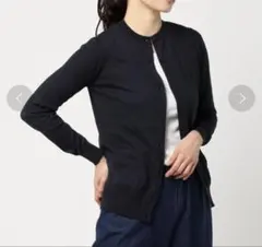 美品♪ENFOLD シルクコットン クルーネック カーディガン ブラック 36