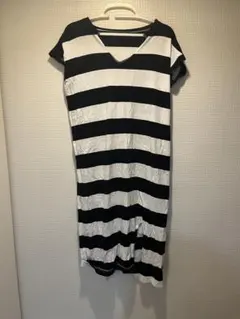 しまむら✨ボーダー柄✨ロング丈ワンピース✨ルームウェア✨妊婦さんにも◎のサムネイル