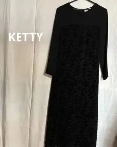 KETTY 黒 フラワー柄 長袖ロングワンピース 冠婚葬祭