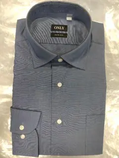 【新品 未使用品】ONLY スリムフィット ダークブルーシャツ L
