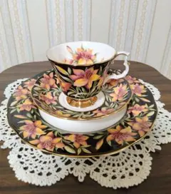 オールドノリタケ アールデコ 黒金彩 ×オレンジラスター カップ