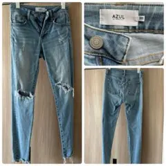 AZUL by MOUSSY XXS ライトブルースキ ニーデニム