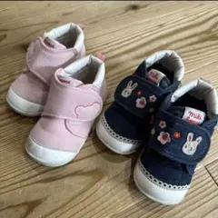 ミキハウス ベビーシューズ ファーストシューズ 2足セット うさぎ 花柄