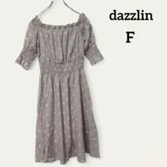 【ダズリン】五分袖 パフスリーブ ワンピース (Ｆ) 水玉 ラベンダー