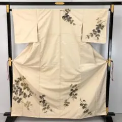 付下げ 紬 作家物 手描き 葉模様 実 トールサイズ KK-2383