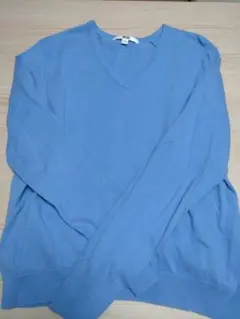 UNIQLO ユニクロ Vネック ニットソー S ブルー