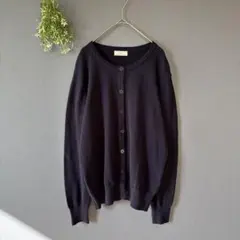 アンファミエ［M］上品クール◎やわらか◎コットンブレンドクルーネックカーディガン