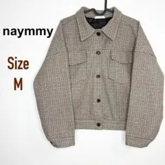 naymmy レディース　チェック柄　シャツ　ジャケット　ブラウン　Mサイズ
