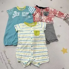 50-70センチ　カバーオール　3枚セット　半袖　5部袖　幼児　男　ロンパース