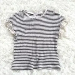 après les cours ボーダーTシャツ 130 袖フリル 薄手