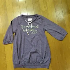 ikka 七分袖 カットソー パープル ロゴ刺繍のサムネイル