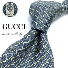 【美品】GUCCI ネクタイ 希少 グリーン バックル ベルト ロゴ 高級品