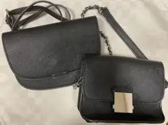 【ZARA】黒ショルダーバッグ&黒ウエストポーチセット