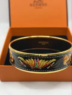 HERMES エルメス ワイドバングル エマイユ熱帯魚ブルー×ゴールド