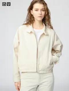 新品⭐️完売 XS ユニクロ U コットンブレンドショートブルゾン 白 タグ付き