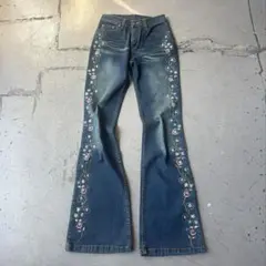 刺繍 デニム フレアパンツ 00s Y2K 平成ギャル フェアリーグランジ