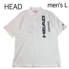 【men's L】 新品未使用　HEAD ロゴプリントポロシャツ　ホワイトのサムネイル