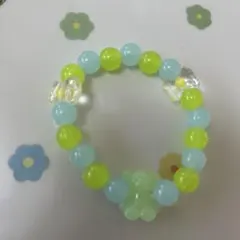 ハンドメイド ベア＆リボン ビーズブレスレット