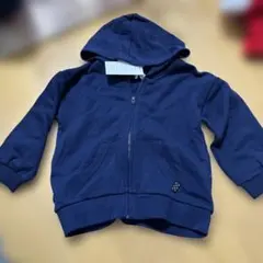 ネイビー フルジップ パーカー 100キッズ 無地 フード付き 子供服