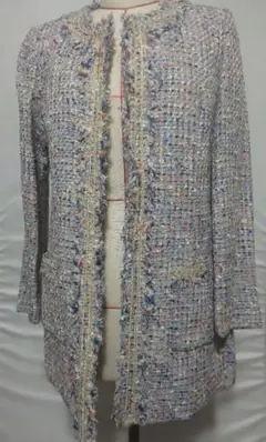 入学式 ノーカラー ツイード ジャケット マルチ