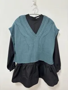 cepo ティアードブラウス×ニットベスト セット