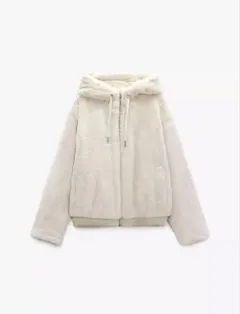 ZARA フェイクファーフーデッドジャケット