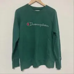 【Champion】チャンピオン スウェット M グリーン 刺繍ビッグロゴ 緑