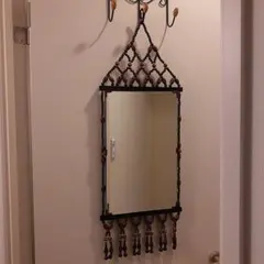 *昭和レトロ*珠暖簾/壁掛け鏡